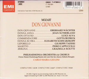 Mozart - Wächter, Sutherland, Alva, Frick, Schwarzkopf, Taddei, Cappuccilli, Sciutti, Philharmonia Orchestra & Chorus – Don Giovanni